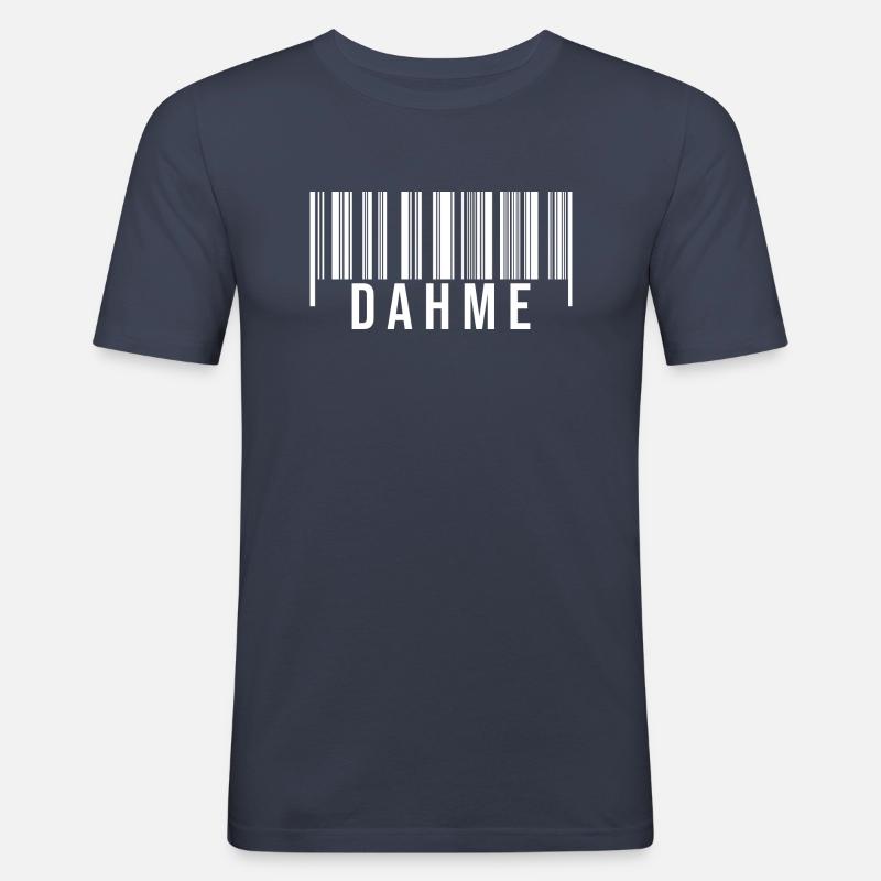 Dahme Strichcode - Männer Slim Fit T-Shirt - Navy