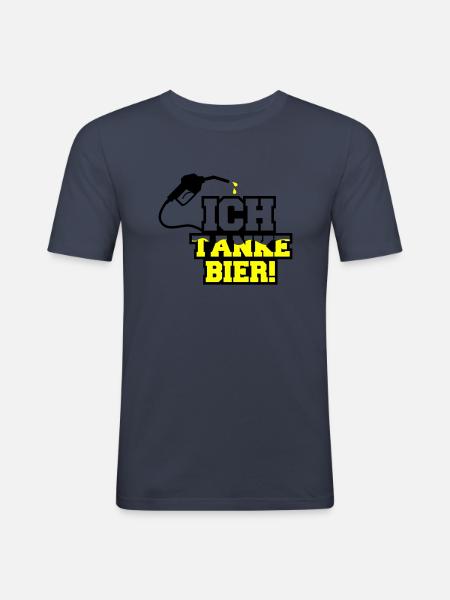 ich tanke bier 01 - Männer Slim Fit T-Shirt - Navy