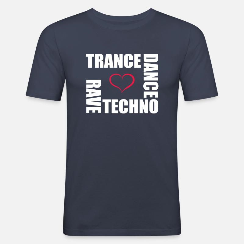 Techno Dance Trance Rave - Männer Slim Fit T-Shirt - Navy