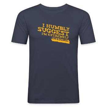 Humble Brag T Shirt - T-shirt près du corps Homme - bleu marine - Devant - Nik (191cm)