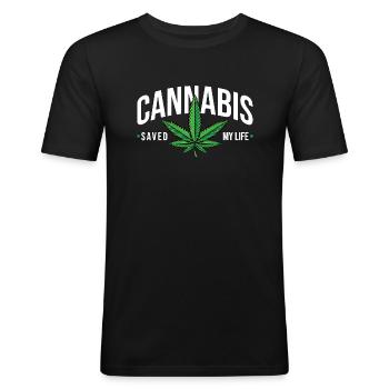Le cannabis m’a sauvé la vie - T-shirt près du corps Homme - noir - Devant - Nik (191cm)