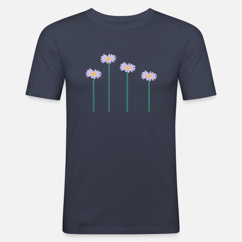 blumen - Männer Slim Fit T-Shirt - Navy