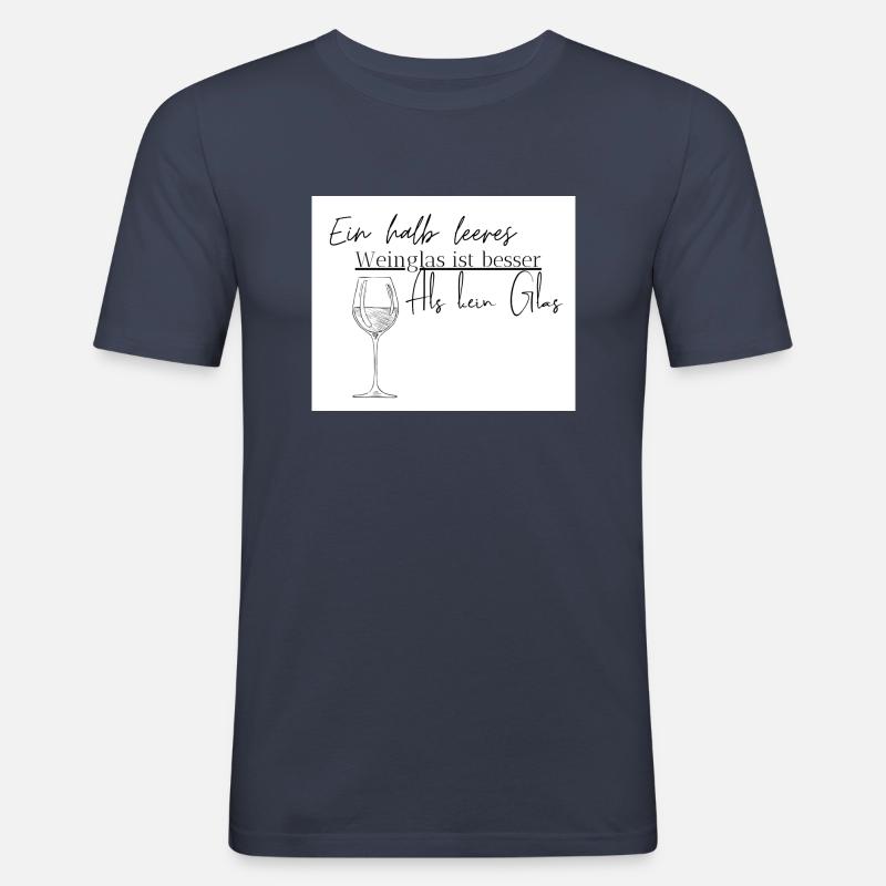 Weinglas - Männer Slim Fit T-Shirt - Navy