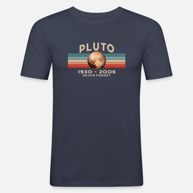 Pluto Never Forget 1930 - 2006 Vintage Space - Männer Slim Fit T-Shirt - Navy
