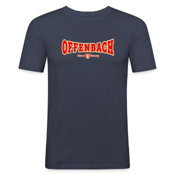 OFFENBACH - Männer Slim Fit T-Shirt - Navy - Vorne - Nik (191cm)