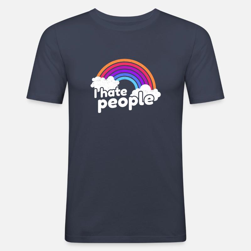 I hate people with rainbow - Männer Slim Fit T-Shirt - Navy