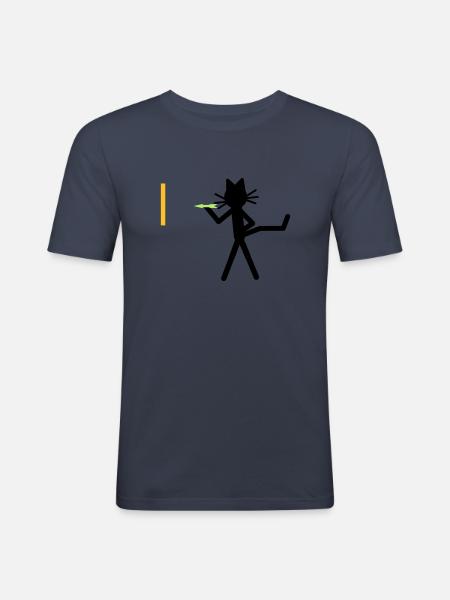 Katze Kittycat dartet - Männer Slim Fit T-Shirt - Navy