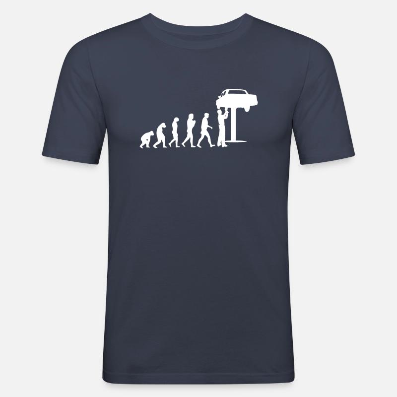 Mechaniker Evolution - Männer Slim Fit T-Shirt - Navy