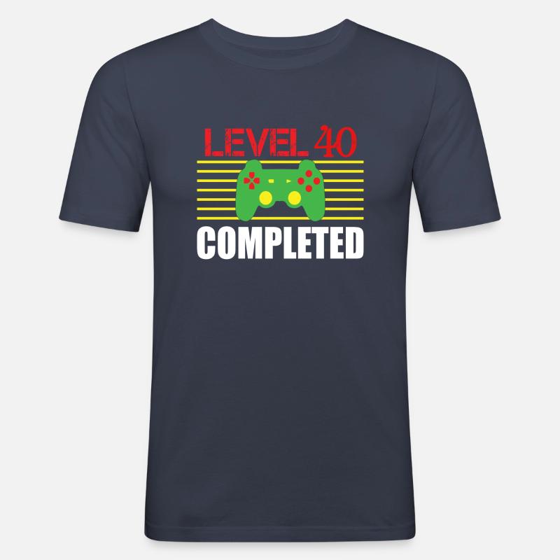 Level 40 Completed - Männer Slim Fit T-Shirt - Navy