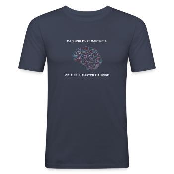 Menschheit beherrscht KI Künstliche Intelligenz - Männer Slim Fit T-Shirt - Navy - Vorne - Nik (191cm)
