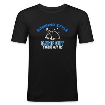 Camping Style - Camp out. Stress out - Not! - Men's Slim Fit T-Shirt - black - Front - Nik (191cm)