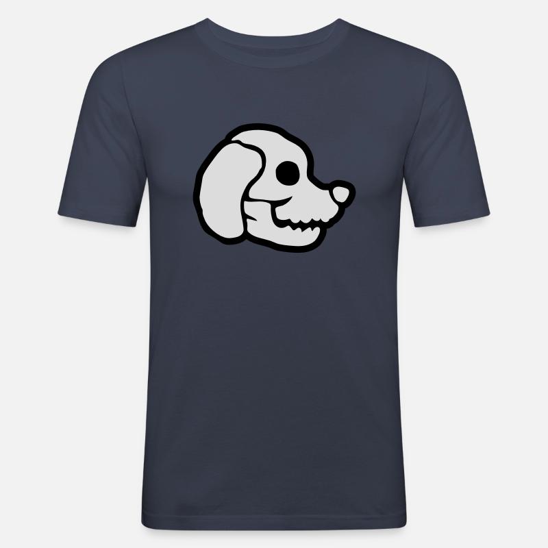 Hunde Schädel Halloween Skelett - Männer Slim Fit T-Shirt - Navy