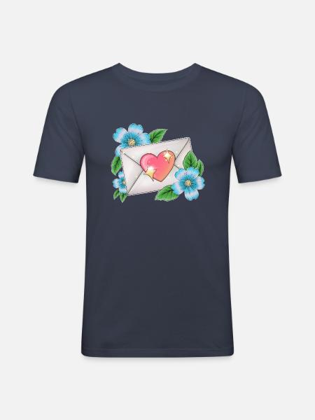 envelope with flowers - Men's Slim Fit T-Shirt - navy
