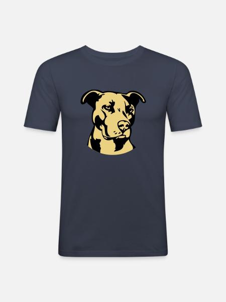 Pitbull zweifarbig - Hund Kampfhund - Männer Slim Fit T-Shirt - Navy