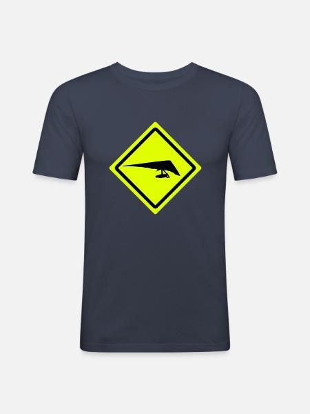 hang glider roadsign - Männer Slim Fit T-Shirt - Navy