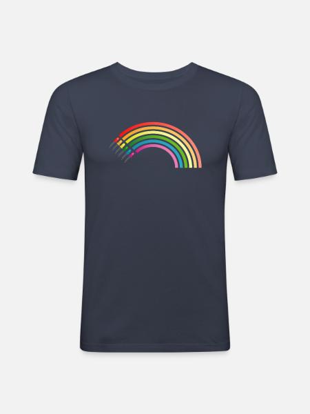 Regenbogen LED - Männer Slim Fit T-Shirt - Navy