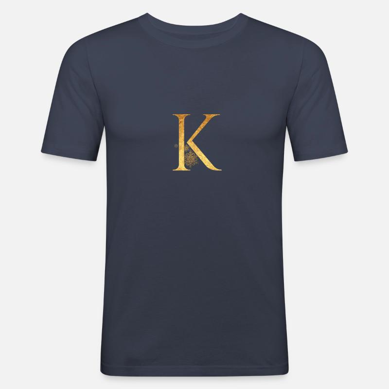 Anfangsbuchstabe K - Männer Slim Fit T-Shirt - Navy
