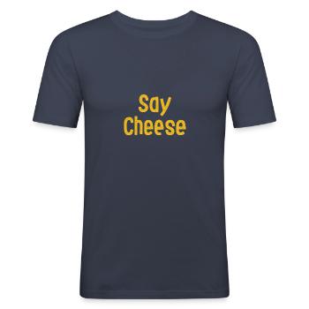 Say Cheese! - Men's Slim Fit T-Shirt - navy - Front - Nik (191cm)