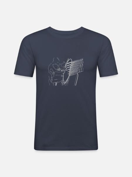 Guitar hand drawing guitar player - Men's Slim Fit T-Shirt - navy