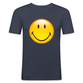 Smiley Glossy Happy - Männer Slim Fit T-Shirt - Navy - Vorne - Nik (191cm)