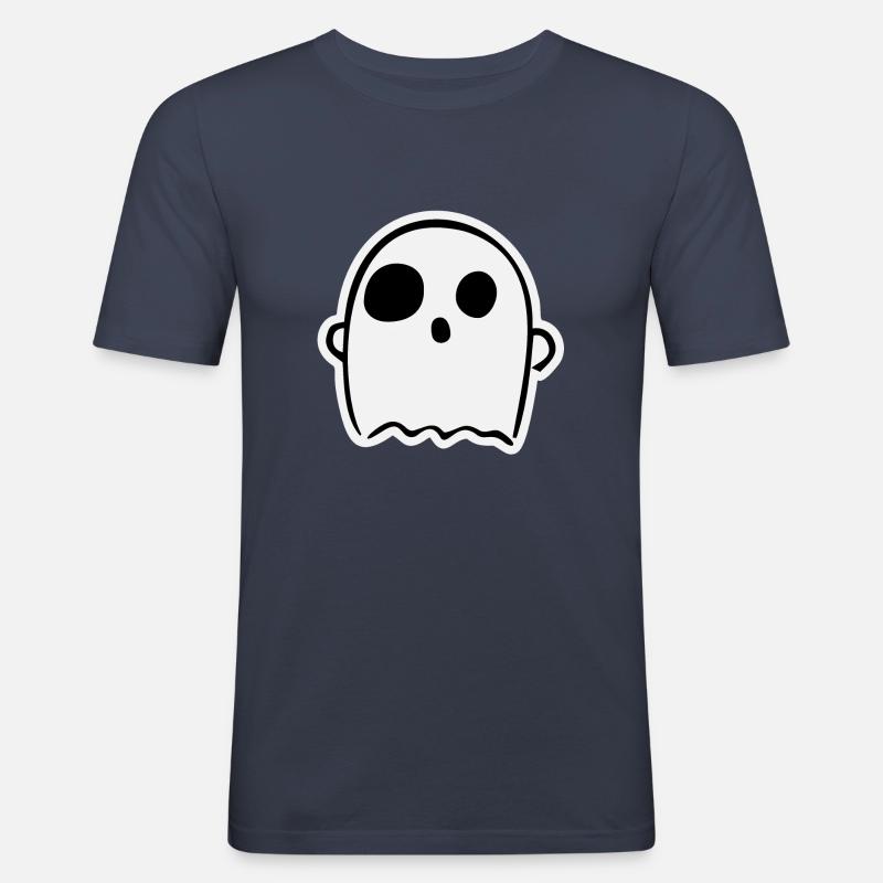 Cute Surprised Ghost - Männer Slim Fit T-Shirt - Navy