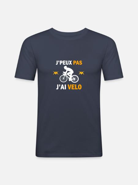J'peux pas j'ai vélo - T-shirt près du corps Homme - bleu marine