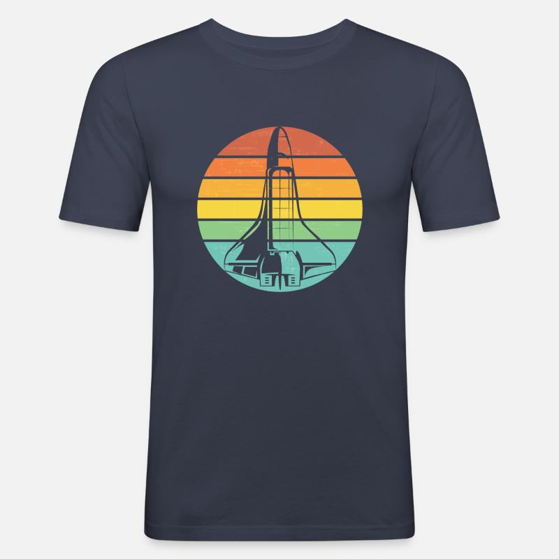 Retro Rakete Space Shuttle - Männer Slim Fit T-Shirt - Navy