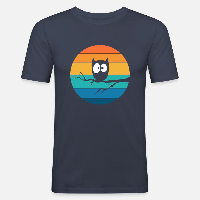 Schlaflose Eule, comic - Männer Slim Fit T-Shirt - Navy