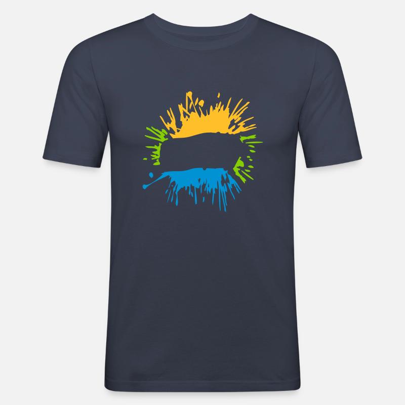 Klecks Text einfügen - Männer Slim Fit T-Shirt - Navy