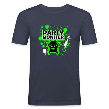 Monstre de fête vert foncé - T-shirt près du corps Homme - bleu marine - Devant - Nik (191cm)