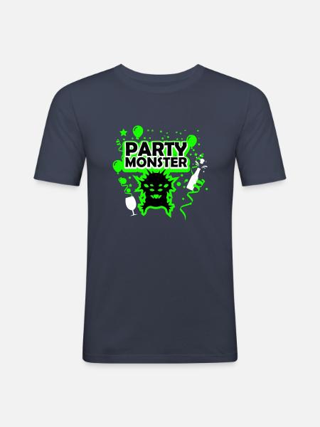 Party monster dark green - Men's Slim Fit T-Shirt - navy