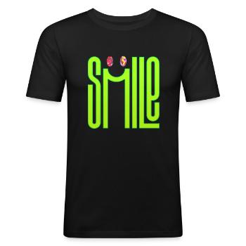 penser sourire pensées positives méditation heureuse - T-shirt près du corps Homme - noir - Devant - Nik (191cm)