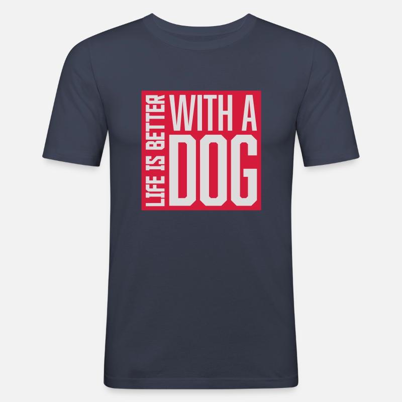 better with a dog - Männer Slim Fit T-Shirt - Navy