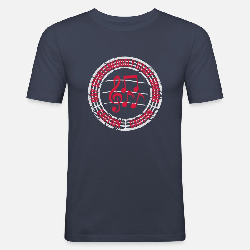 may spontaneously start singing - Männer Slim Fit T-Shirt - Navy