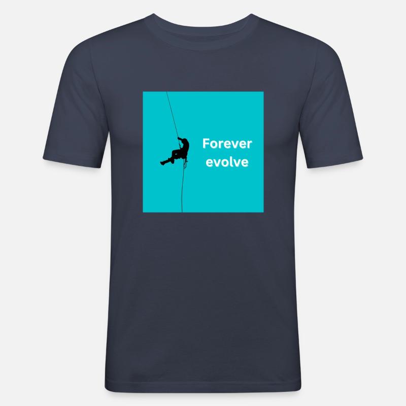 Forever evolve aquablue-white - Männer Slim Fit T-Shirt - Navy