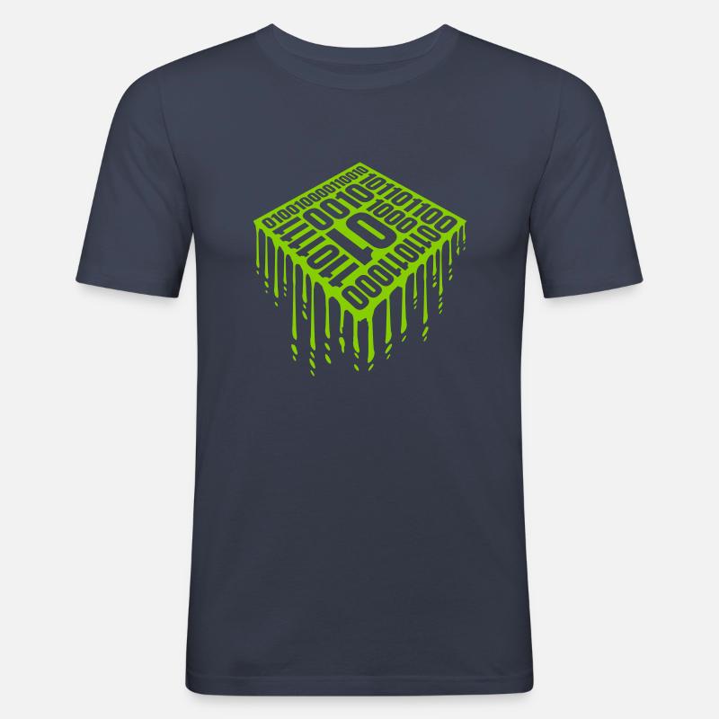 Binär Code Programm Sprache - Männer Slim Fit T-Shirt - Navy
