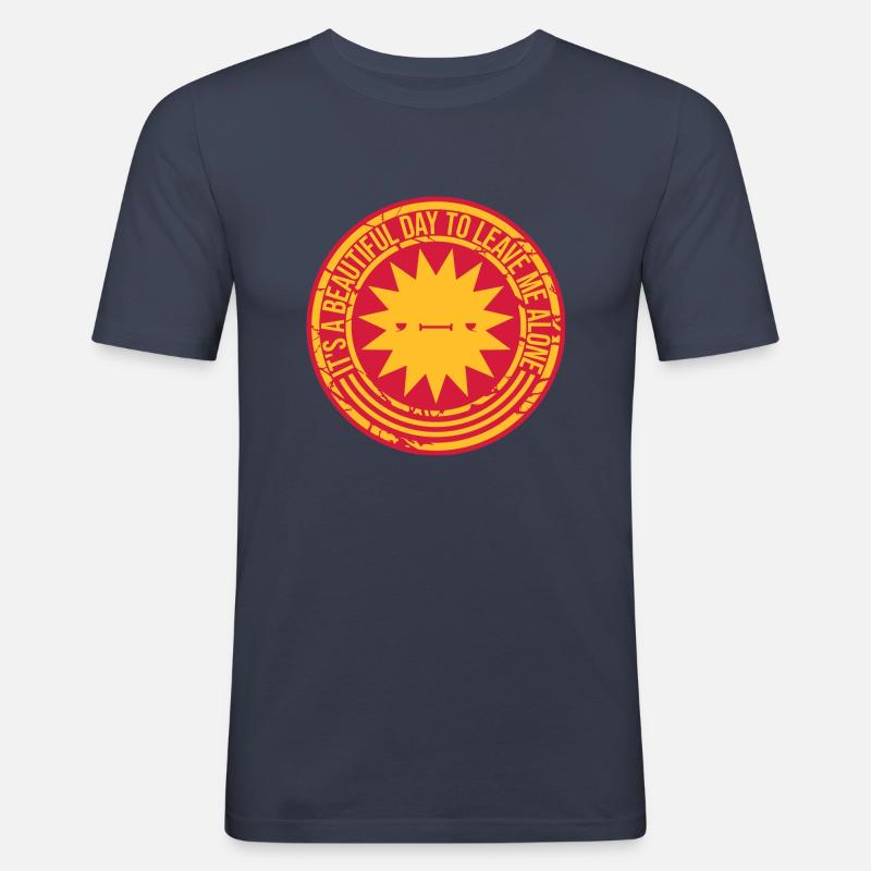 leave me alone day - Männer Slim Fit T-Shirt - Navy