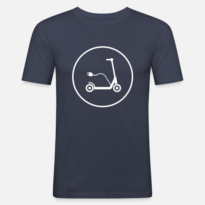 E-Scooter E-Roller Scooter - Männer Slim Fit T-Shirt - Navy