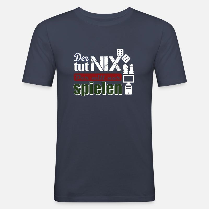 DerWillNurSpielenPur - Männer Slim Fit T-Shirt - Navy