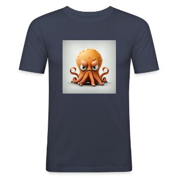 Verärgerte Krake Geschenk - Männer Slim Fit T-Shirt - Navy - Vorne - Nik (191cm)