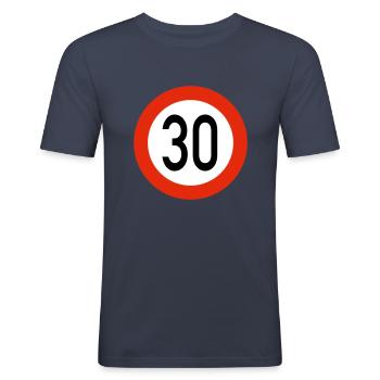 30er - Männer Slim Fit T-Shirt - Navy - Vorne - Nik (191cm)