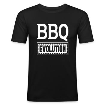BBQ Evolution - Männer Slim Fit T-Shirt - Schwarz - Vorne - Nik (191cm)