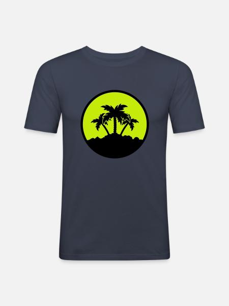 Palm Design - Men's Slim Fit T-Shirt - navy