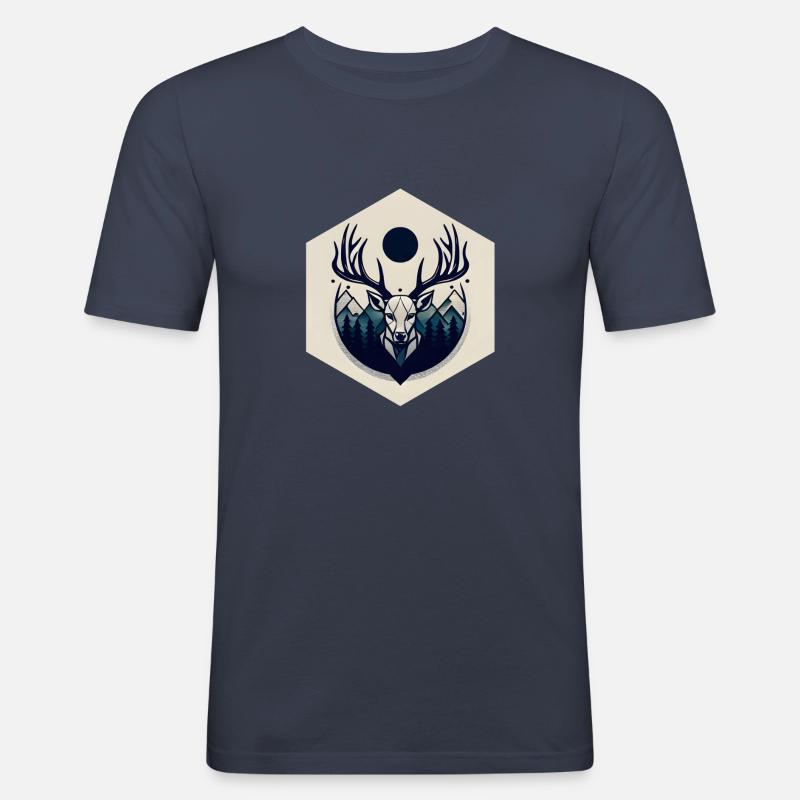 Hirsch mit Geweih - Männer Slim Fit T-Shirt - Navy