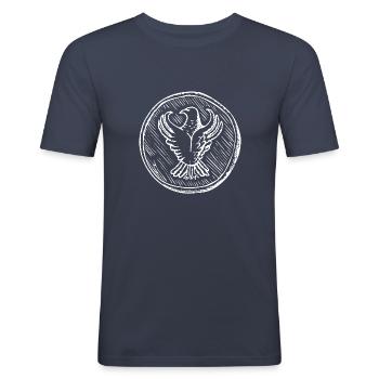 Pontos - Sinop Eagle [hell] Pontische Tradition - Männer Slim Fit T-Shirt - Navy - Vorne - Nik (191cm)