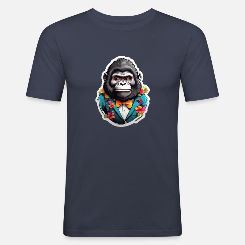 Lustiges Comic Gorilla - Männer Slim Fit T-Shirt - Navy