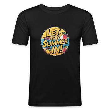 Let the Sun in Retrodesign - Männer Slim Fit T-Shirt - Schwarz - Vorne - Nik (191cm)