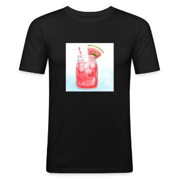 Refreshing Watermelon Cocktail Art - Men's Slim Fit T-Shirt - black - Front - Nik (191cm)