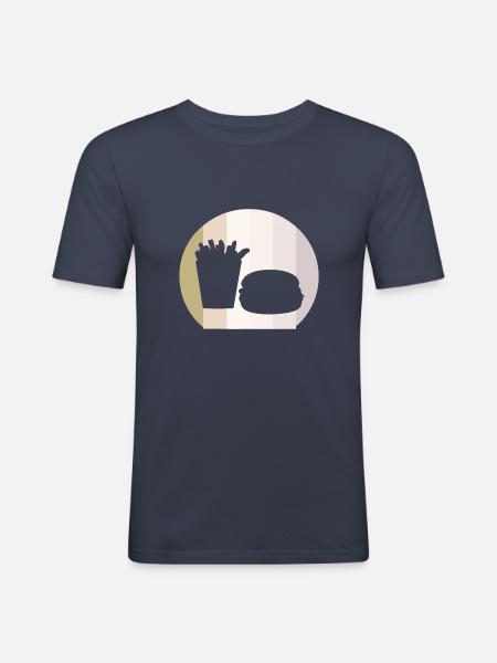 Burger BBQ Cheeseburger - Men's Slim Fit T-Shirt - navy