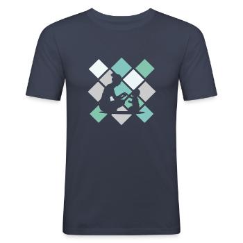 Pleje af barnepiger - Herre Slim Fit T-Shirt - marineblå - Foran - Nik (191cm)